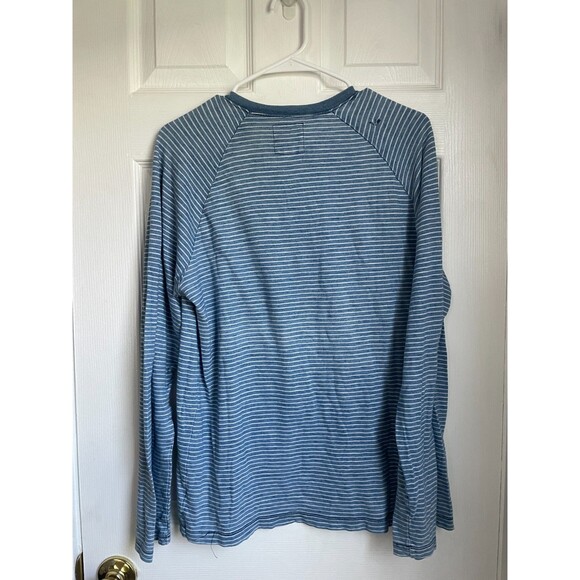 Splendid Mills Shirt Mens M Henley Striped three button blue long sleeve READ!! - Picture 5 of 7